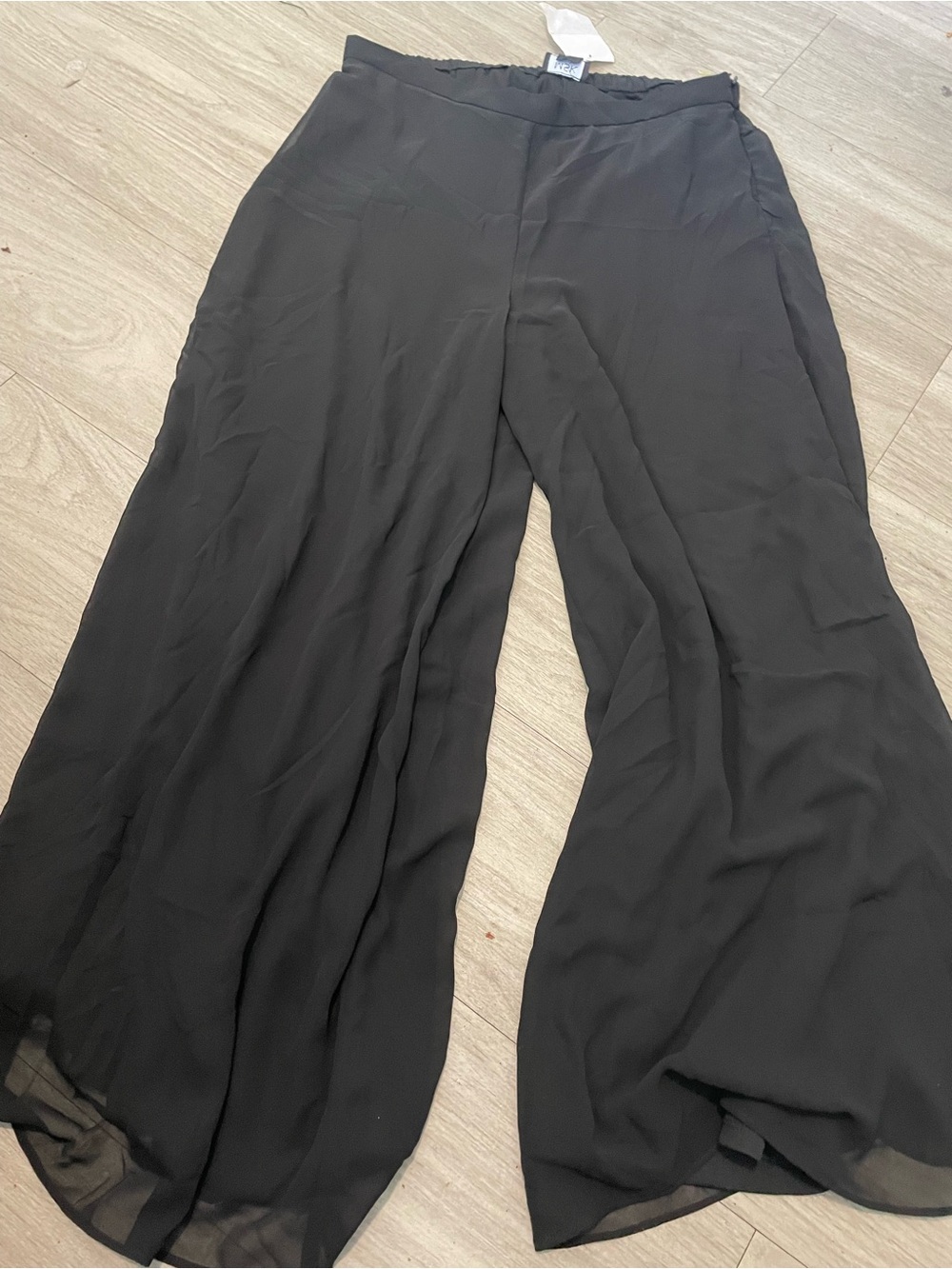 MSK Black Wide-Leg Chiffon Palazzo Pants